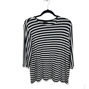J.Jill Black and White Stripe Long Sleeve Size Large Rayon Material